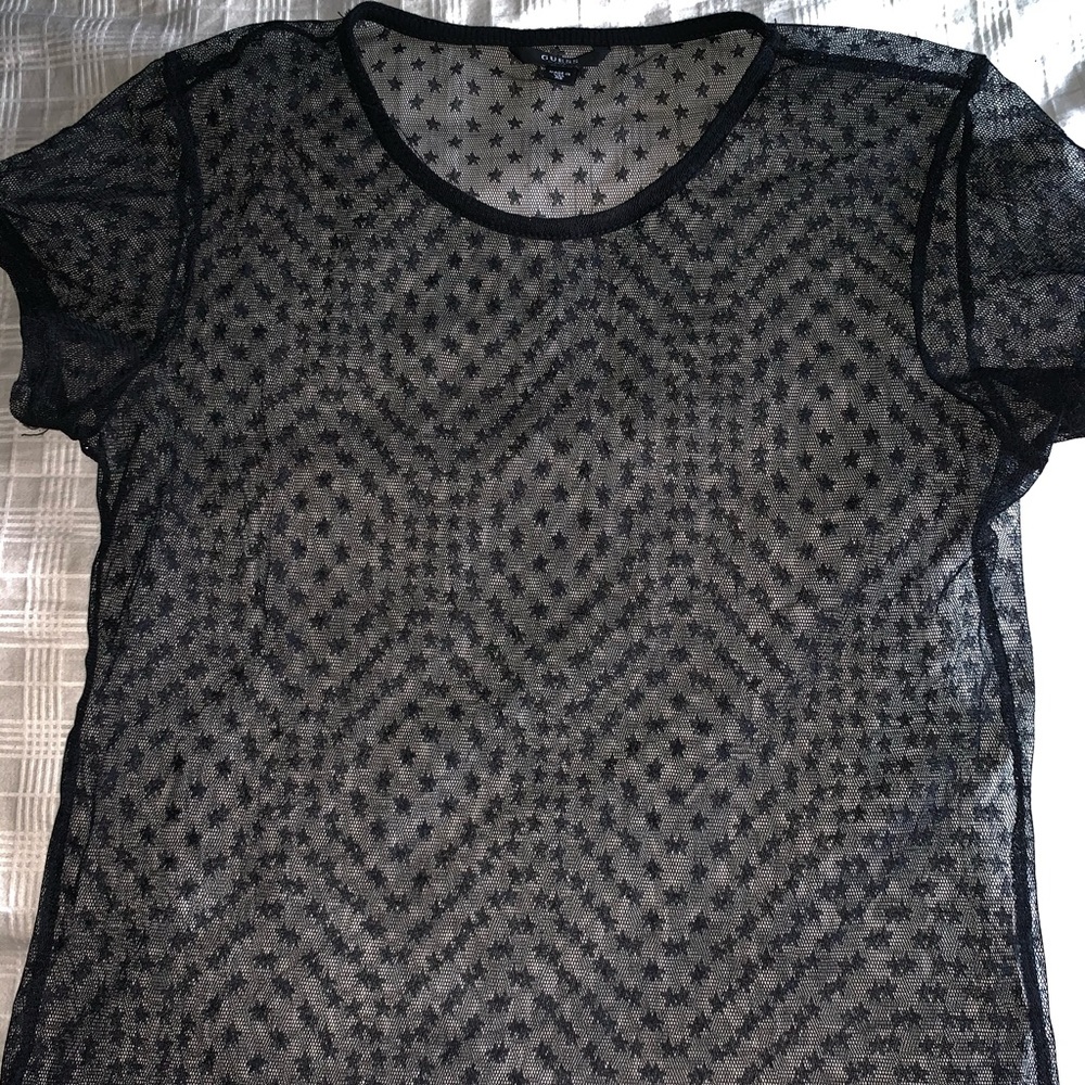 Guess Black Sheer Star Blouse